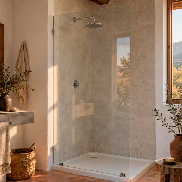 Showerdoor Fijo Lucca 100x190cm Cromado - Vidrio Templado 8mm Glasstech